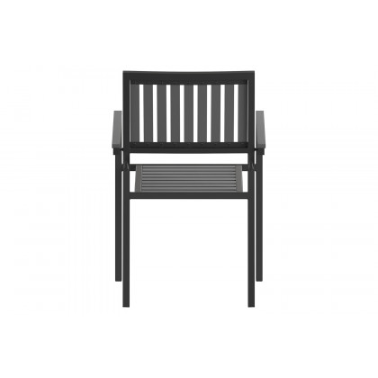 BLNK - Harris Commercial Indoor-Outdoor Stacking Club Chairs with Black Poly Resin Slatted Backs and Seats Set of 2