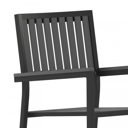 BLNK - Harris Commercial Indoor-Outdoor Stacking Club Chairs with Black Poly Resin Slatted Backs and Seats Set of 2