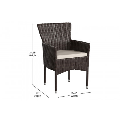 BLNK Maxim Modern Wicker Patio Arm Chairs Set of 2 - Espresso/Cream