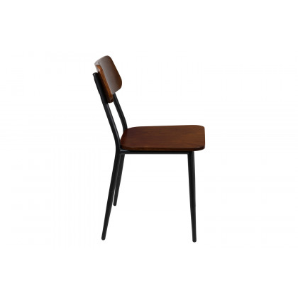 BLNK - Lincoln Collection Stackable Industrial Dining Chair with Gunmetal Steel Frame and Rustic Wood Seat Set of 2