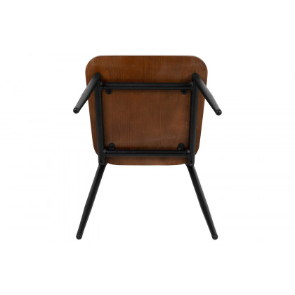 BLNK - Lincoln Collection Stackable Industrial Dining Chair with Gunmetal Steel Frame and Rustic Wood Seat Set of 2
