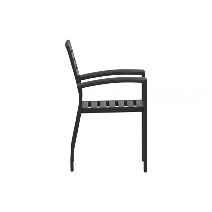 BLNK Lark Commercial Outdoor Black Aluminum Stackable Faux Side Patio Chairs Set of 2 - Gray Wash