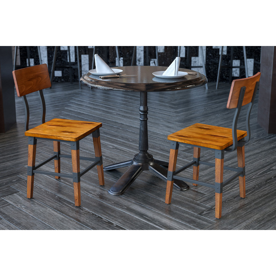BLNK - Jackson Wood Rustic Antique Walnut Industrial Dining Chair 2 Pack