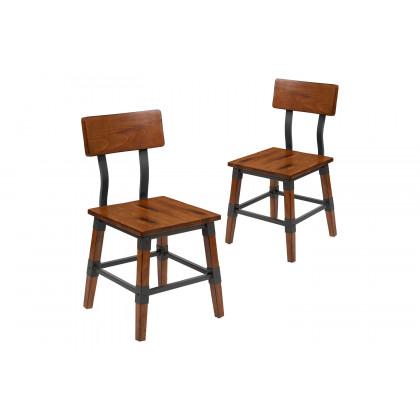BLNK - Jackson Wood Rustic Antique Walnut Industrial Dining Chair 2 Pack