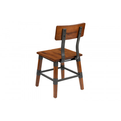 BLNK - Jackson Wood Rustic Antique Walnut Industrial Dining Chair 2 Pack