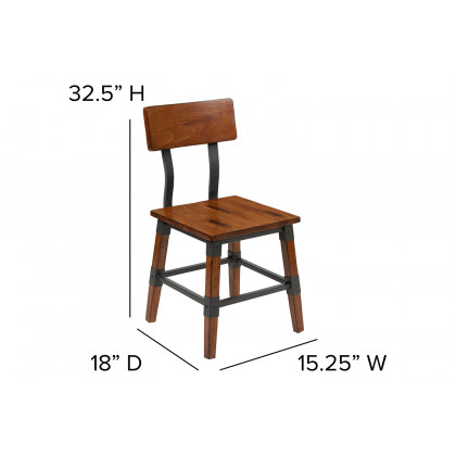 BLNK - Jackson Wood Rustic Antique Walnut Industrial Dining Chair 2 Pack
