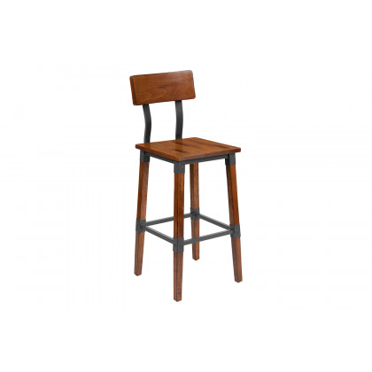 BLNK - Jackson Rustic Antique Walnut Industrial Wood Dining Bar Stool 2 Pack