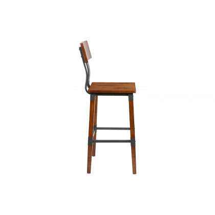 BLNK - Jackson Rustic Antique Walnut Industrial Wood Dining Bar Stool 2 Pack