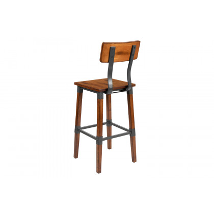 BLNK - Jackson Rustic Antique Walnut Industrial Wood Dining Bar Stool 2 Pack