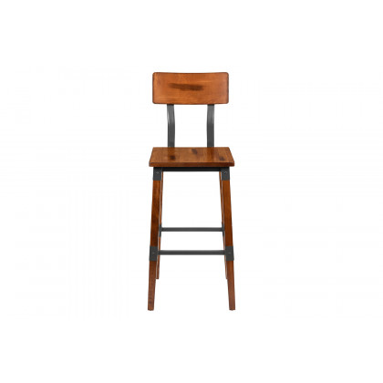 BLNK - Jackson Rustic Antique Walnut Industrial Wood Dining Bar Stool 2 Pack