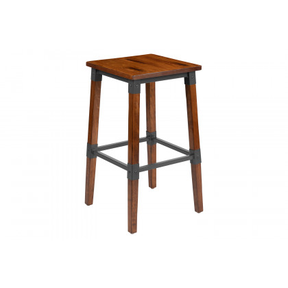 BLNK - Jackson Wood Rustic Antique Walnut Industrial Dining Backless Bar Stool 2 Pack