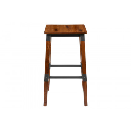 BLNK - Jackson Wood Rustic Antique Walnut Industrial Dining Backless Bar Stool 2 Pack