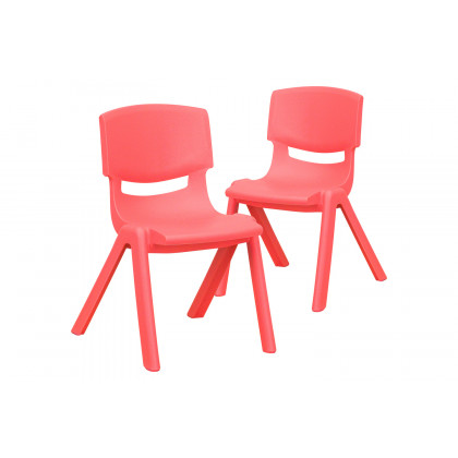BLNK Whitney Plastic Stackable School Chair 2 Pack - Red, 12"H Seat