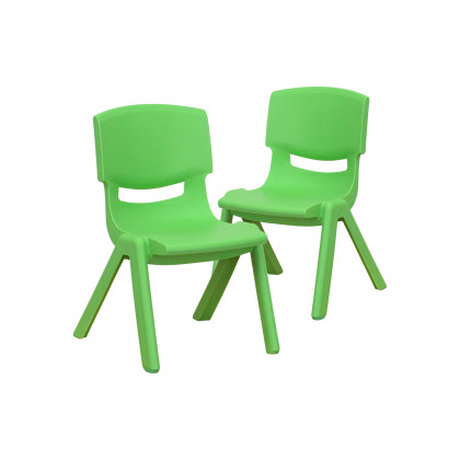 BLNK Whitney Plastic Stackable School Chair 2 Pack - Green, 10.5"H Seat