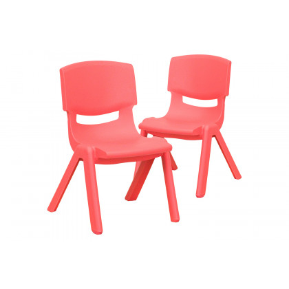 BLNK Whitney Plastic Stackable School Chair 2 Pack - Red, 10.5"H Seat