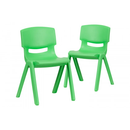 BLNK Whitney Plastic Stackable School Chair 2 Pack - Green, 13.25"H Seat
