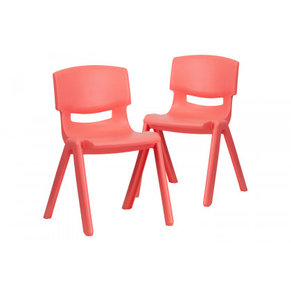 BLNK Whitney Plastic Stackable School Chair 2 Pack - Red, 13.25"H Seat