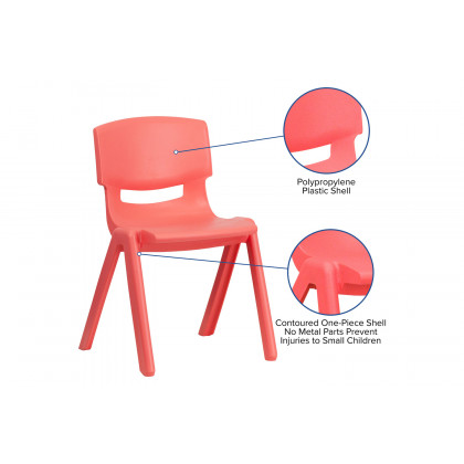 BLNK Whitney Plastic Stackable School Chair 2 Pack - Red, 13.25"H Seat