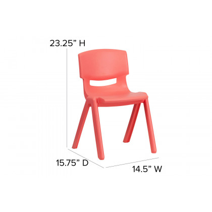 BLNK Whitney Plastic Stackable School Chair 2 Pack - Red, 13.25"H Seat