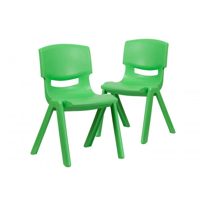 BLNK Whitney Plastic Stackable School Chair 2 Pack - Green, 15.5"H Seat