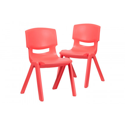 BLNK Whitney Plastic Stackable School Chair 2 Pack - Red, 15.5"H Seat