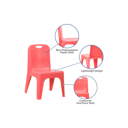 BLNK Whitney Plastic Stackable School Chair with Carrying Handle 2 Pack - Red