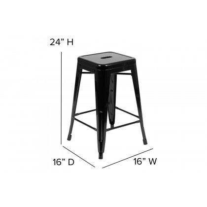 BLNK Cierra Metal Counter-Height Indoor Bar Stool Set of 4 - Black