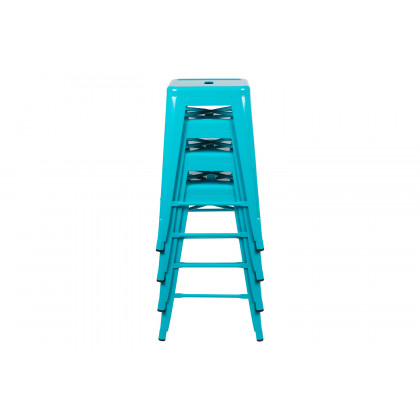 BLNK Cierra Metal Counter-Height Indoor Bar Stool Set of 4 - Teal