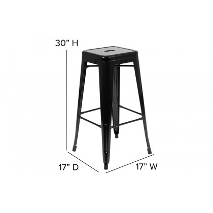 BLNK Cierra Metal Indoor Bar Stool Set of 4 - Black