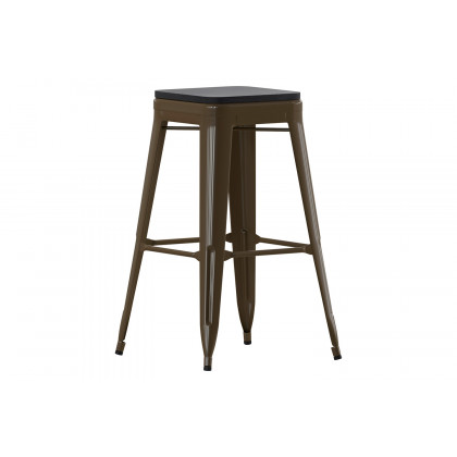 BLNK Cierra Commercial All-Weather Backless Indoor Bar Height Stools with Poly Resin Seats Set of 4 - Gunmetal/Black