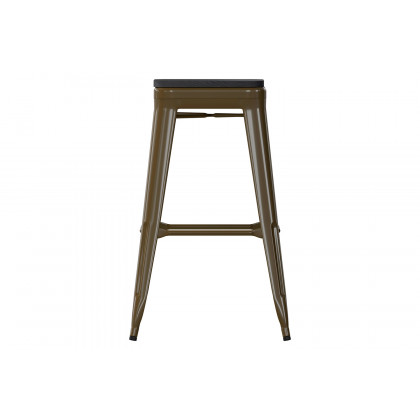 BLNK Cierra Commercial All-Weather Backless Indoor Bar Height Stools with Poly Resin Seats Set of 4 - Gunmetal/Black