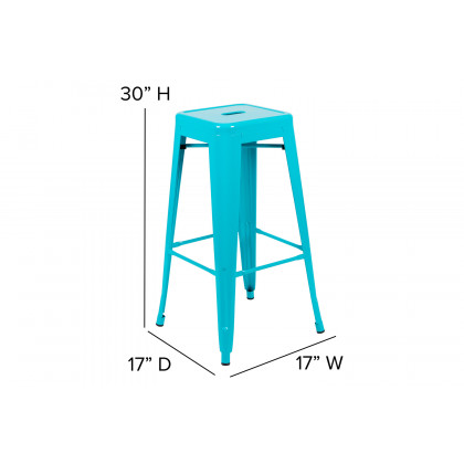 BLNK Cierra Metal Indoor Bar Stool Set of 4 - Teal