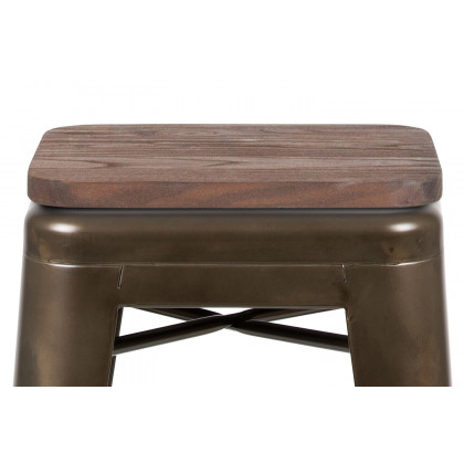BLNK Cierra Metal Indoor Bar Stool with Wood Seat Set of 4 - Gun Metal Gray