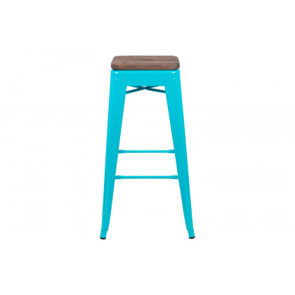 BLNK Cierra Metal Indoor Bar Stool with Wood Seat Set of 4 - Teal