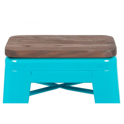 BLNK Cierra Metal Indoor Bar Stool with Wood Seat Set of 4 - Teal