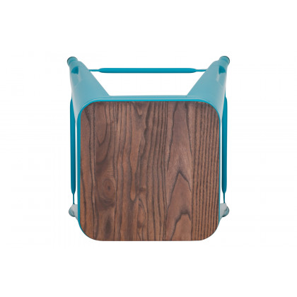 BLNK Cierra Metal Indoor Bar Stool with Wood Seat Set of 4 - Teal