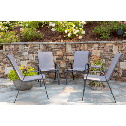 BLNK - Brazos Outdoor Stack Chair with Flex Comfort Material and Metal Frame 4 Pack