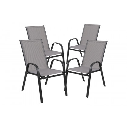 BLNK Brazos Outdoor Stack Chair with Flex Comfort Material and Metal Frame 4 Pack - Gray
