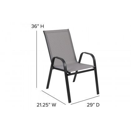 BLNK Brazos Outdoor Stack Chair with Flex Comfort Material and Metal Frame 4 Pack - Gray