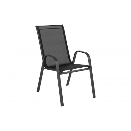 BLNK Brazos Outdoor Stack Chair with Flex Comfort Material and Metal Frame 4 Pack - Black