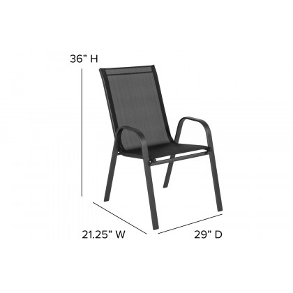 BLNK Brazos Outdoor Stack Chair with Flex Comfort Material and Metal Frame 4 Pack - Black
