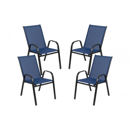 BLNK Brazos Outdoor Stack Chair with Flex Comfort Material and Metal Frame 4 Pack - Navy