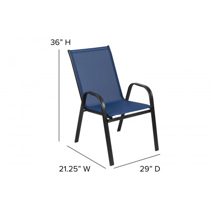 BLNK Brazos Outdoor Stack Chair with Flex Comfort Material and Metal Frame 4 Pack - Navy