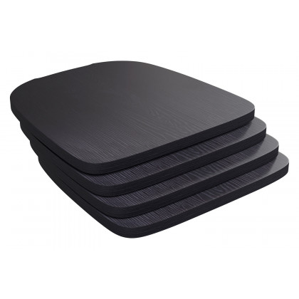 BLNK Perry Poly Resin Wood Seat with Rounded Edges for Colorful Metal Chairs and Stools Set of 4 - Black