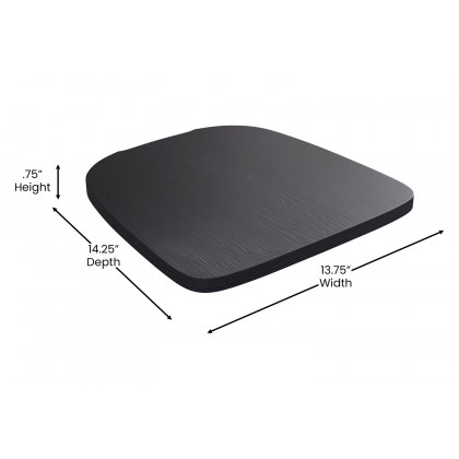 BLNK Perry Poly Resin Wood Seat with Rounded Edges for Colorful Metal Chairs and Stools Set of 4 - Black