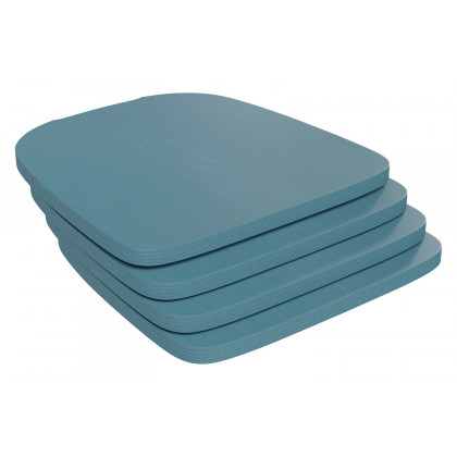 BLNK Perry Poly Resin Wood Seat with Rounded Edges for Colorful Metal Chairs and Stools Set of 4 - Teal/Blue