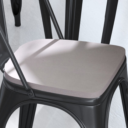 BLNK Perry Poly Resin Wood Seat with Rounded Edges for Colorful Metal Chairs and Stools Set of 4 - Gray