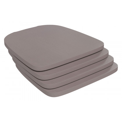 BLNK Perry Poly Resin Wood Seat with Rounded Edges for Colorful Metal Chairs and Stools Set of 4 - Gray
