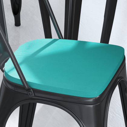 BLNK Perry Poly Resin Wood Seat with Rounded Edges for Colorful Metal Chairs and Stools Set of 4 - Mint