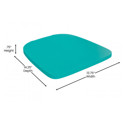 BLNK Perry Poly Resin Wood Seat with Rounded Edges for Colorful Metal Chairs and Stools Set of 4 - Mint